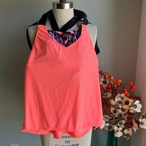 Zeroxposur Women's UPF 50+ Wide Strap Tankini Swimsuit (Seashell/Coral. Large)